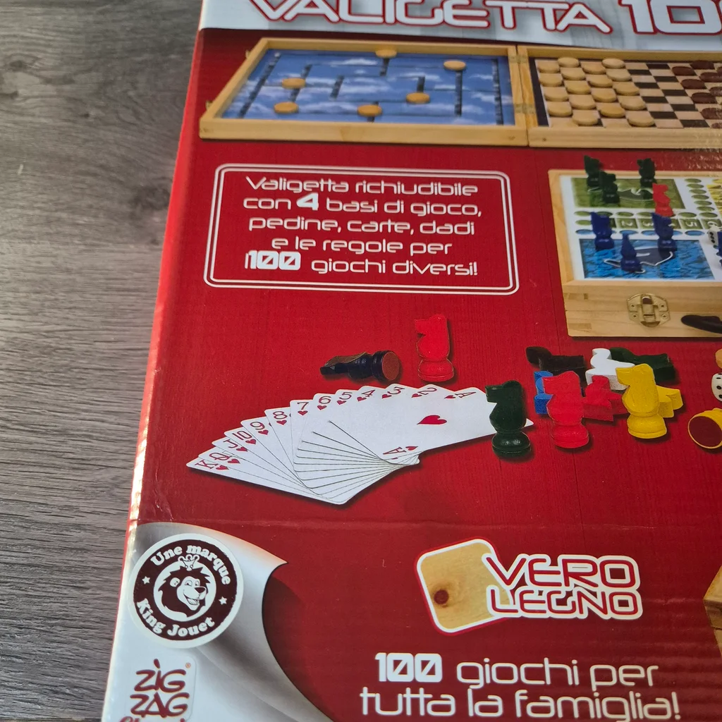 Nieuwe houten koffer met 100 spelletjes – photo 2